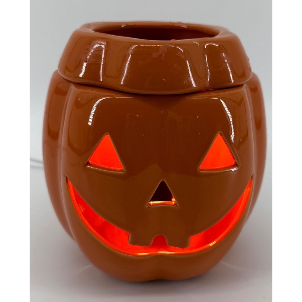 Halloween Jack-O-Lantern Ceramic Electric Wax Warmer Pumpkin Orange Spooky